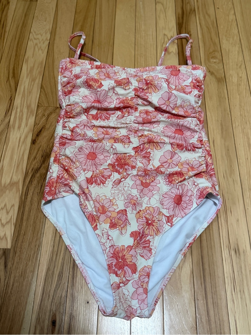 🍑Shade & Shore Floral Ruched One-Piece Swimsuit in Pink and Peach